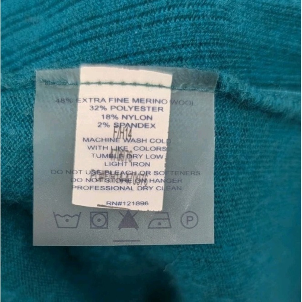 Title Nine Womens Teal Full Zip Merino Wool Blend Sweater Cardigan Size XL - Picture 4 of 10